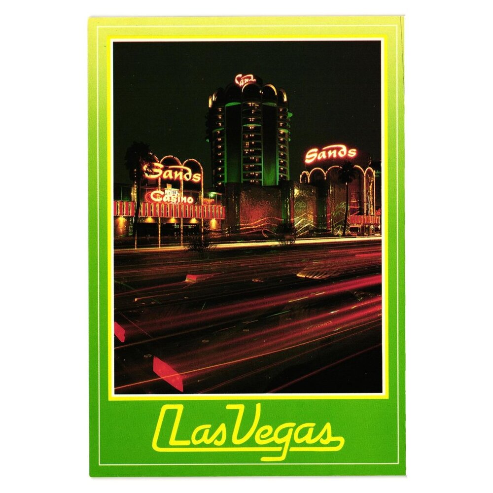 Sands Las Vegas Hotel Casino Night Lights Vintage Postcard Nevada Vacation Touri